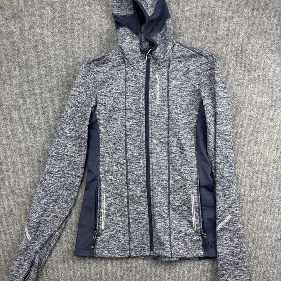 Brooks Jacket Womens XS Blue Heather Full Zip Hooded Running Athletic Thumbholes - Picture 1 of 9